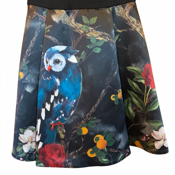 Alice + Olivia ~Amabel Box Pleat Floral Owl Bird Dress in 0 - Picture 4 of 5